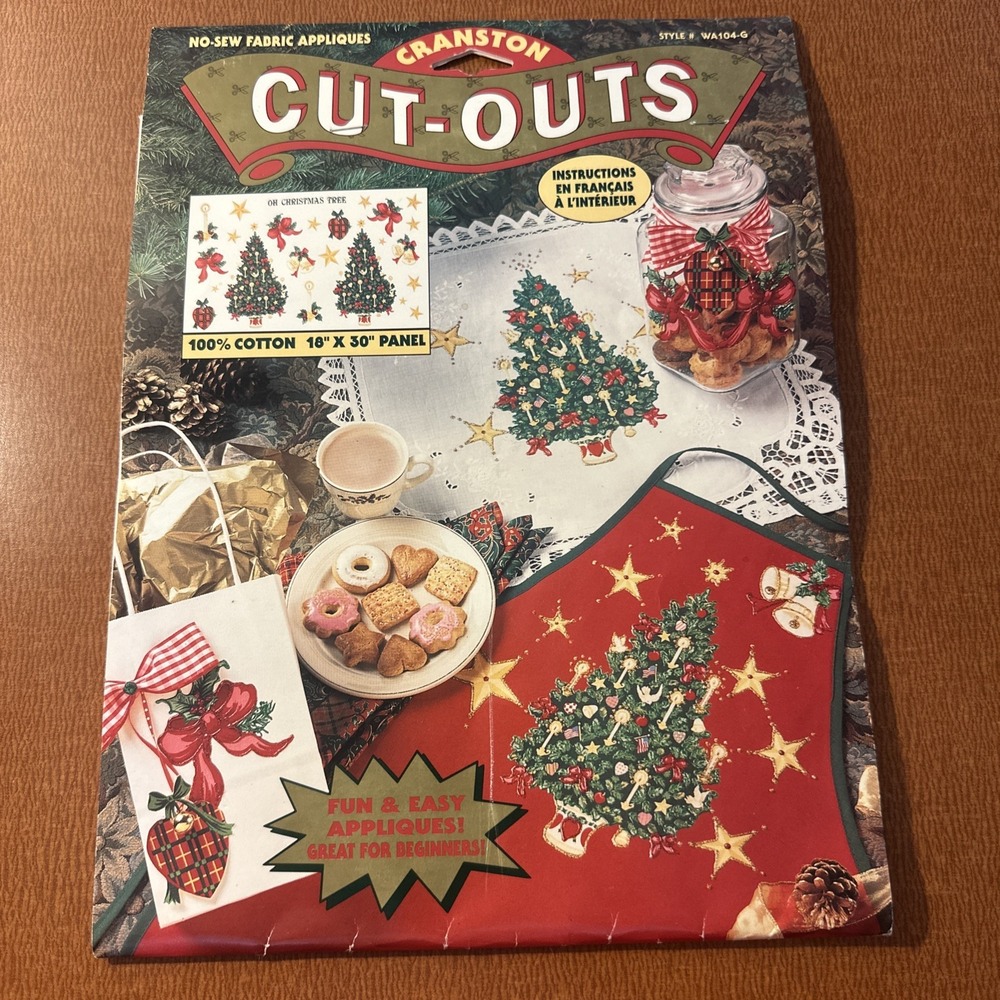 Vtg‎ Cranston Fabric Cut Outs Oh Christmas Tree 18 X 30 Panel
